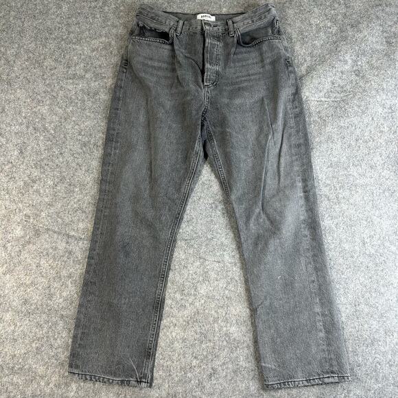 AGOLDE Riley Jeans 28 High Rise Straight Crop Inkjet Wash Grey 100% Cotton Ankle - Picture 1 of 11
